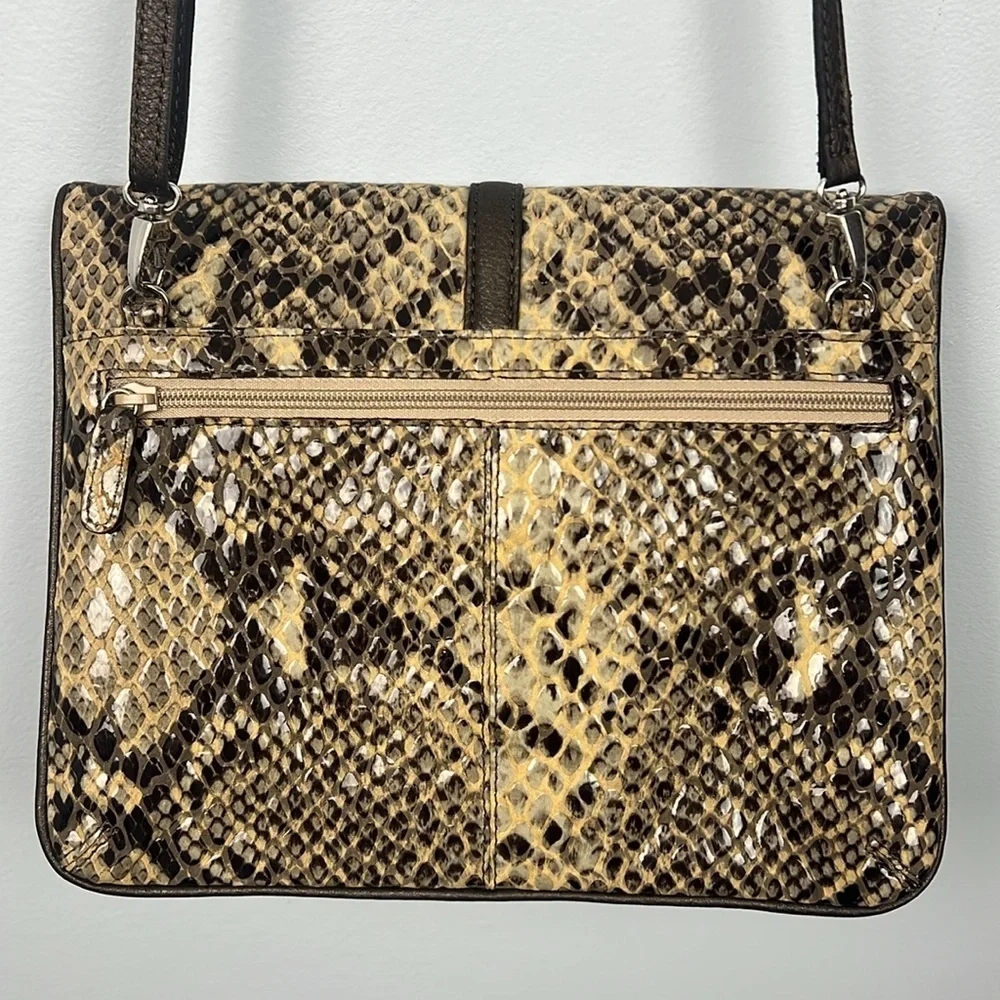 Brighton Snakeskin Crossbody Bag - Brown and Black